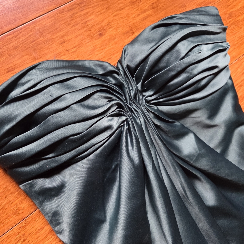 Elegant Forest Green Jewel Toned Satin Strapless Chateau Dress XS - Picture 5 of 16